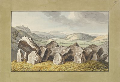 Prehistorický kamenný kruh na mohyle, rozsáhlá krajina za hranicemi, polovina 18.-začátek 19. stol. od Johann Heinrich Wilhelm Tischbein