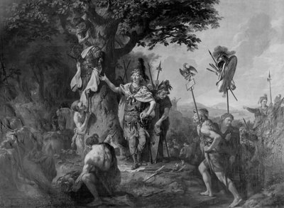 Hermann slaví vítězství po bitvě v Teutoburském lese od Johann Heinrich Wilhelm Tischbein