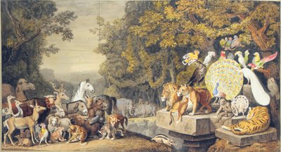 The Court of the Animals, ilustrace zpěvu IV Goethova "Reineke Fuchs" od Johann Heinrich Wilhelm Tischbein