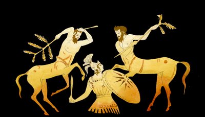 Theseus bojuje s Kentaury na svatbě Pirithous s Hippodamiou, kolem roku 1796 (mědirytina) od Johann Heinrich Wilhelm Tischbein