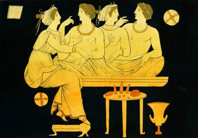 Dva mladí muži se baví Hetairai během sympozia c.1796 od Johann Heinrich Wilhelm Tischbein