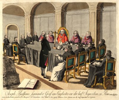 Joseph Balsamo, comte de Cagliostro, před inkvizicí v Římě dne 14. dubna 1791, 1791. od Johann Hieronymus Loeschenkohl