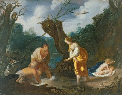 Latona proměňující rolníky v žáby, kolem 1644 (olej na mědi) od Johann Hulsman