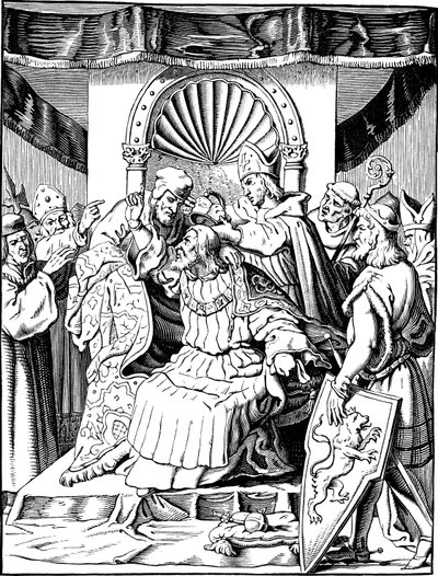 Abdikace císaře Jindřicha IV. v Ingelheimu Ilustrace z dějin německého lidu E. Duller, 1840 od Johann Jakob Kirchhoff