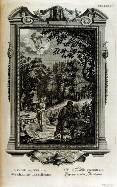 Abraham se připravuje obětovat Izáka od Johann Jakob Scheuchzer