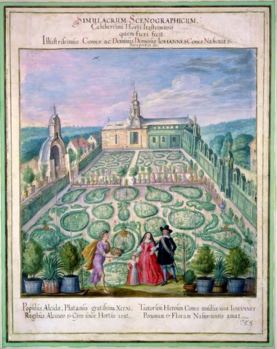 Holandská zahrada, z ‚Nassau Florilegium‘, 1650 od Johann Jakob Walther