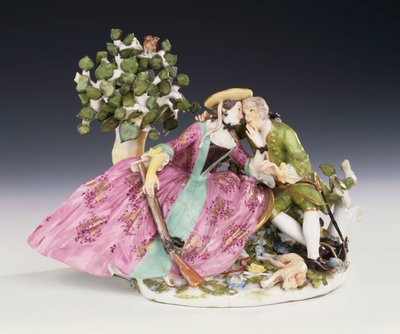 Míšeňská krinolínová skupina zbytku během případu, c.1745 (porcelán) od Johann Joachim Kaendler