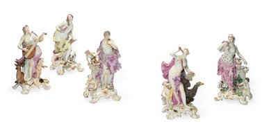 Pět Míšeňských postav symbolizujících smysly, kolem roku 1765 (porcelán) od Johann Joachim Kaendler