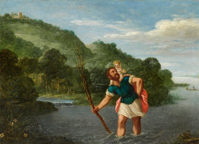 Svatý Kryštof nesoucí dítě v krajině od Johann König