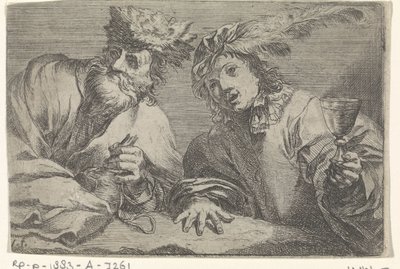Starý a mladý muž u stolu od Johann Liss