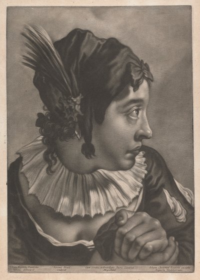 Portrét ženy na sobě peří od Johann Lorenz Haid