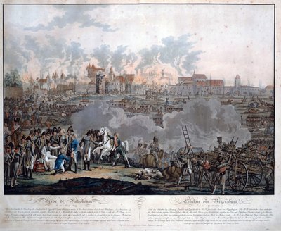 Bitva u Ratisbonu 23. dubna 1809 (bitva u Ratisbonne nebo Regensburgu) - Rugendas, Johann Lorenz, mladší (1775-1826) - 1809 - Aquatint - 54,6x65,4 - Soukromá sbírka od Johann Lorenz Rugendas