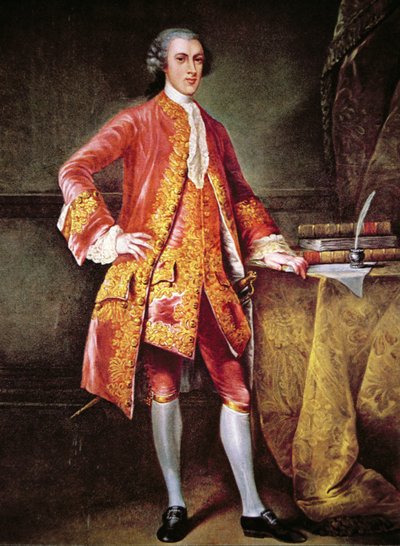 Portrét Fredericka Calverta (barevné lito) od Johann Ludwig (after) Tietz