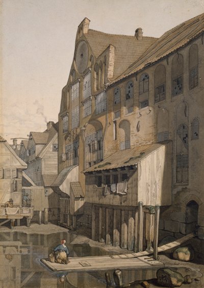 Severní strana St. Johannis Klosters v Hamburku (wc na papíře) od Johann Martin Gensler