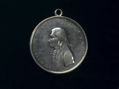 Indiánská mírová medaile Thomase Jeffersona, kolem roku 1801 (stříbrná) od Johann Mathias Reich