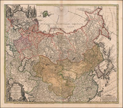 Mapa Ruska a Tartárie z roku 1739 od Johanna Matthiase Haseho od Johann Matthias Hase
