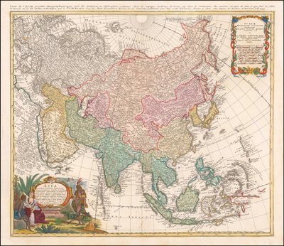 Mapa Asie z roku 1744, Johann Matthias Hase od Johann Matthias Hase