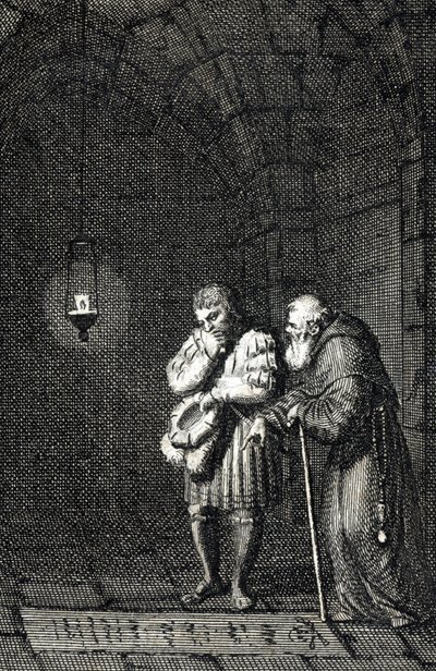 Císař Karel IV. (1346-1378) sbírá na hrobě Widukinda Saského (nebo Wittekinda Saského) Engerské Německo v roce 1377 (Karel IV., císař Svaté říše římské u hrobu Widukinda (Widuking nebo Wittekind) v Engeru, Německo) Rytina od Johanna Michaela Me od Johann Michael Mettenleiter