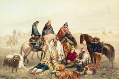 Kroje chilských venkovanů, ilustrace z knihy "Historia de Chile" od Claudia Gaye, vyryl Laemlein, 1854 od Johann Moritz Rugendas