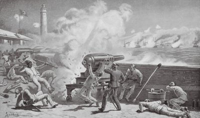 Bombardování Alexandrie (litografie) od Johann Nepomuk (after) Schonberg