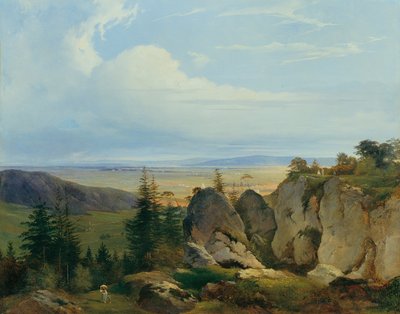 Wiener-Neustädter Heide při pohledu z Wetzelsdorfu od Johann Nepomuk Passini