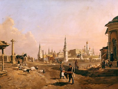 Pohled na most Bolshoy Kamenny a Kreml ze Zamoskvorechye, 1837 od Johann Nepomuk Rauch