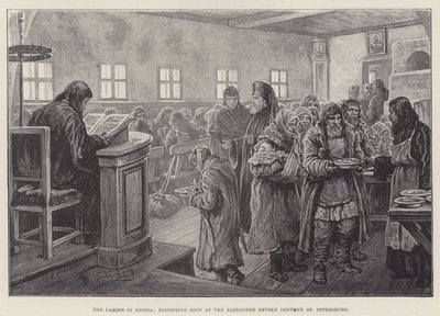 Hladomor v Rusku, výdej polévky v klášteře Alexandra Něvského, Petrohrad od Johann Nepomuk Schonberg