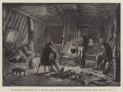 Expedice Jeannette, chata v ústí Leny, kde poručík Danenhauer žil šest týdnů od Johann Nepomuk Schonberg