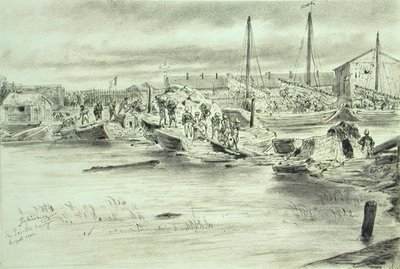 Most Pei-Ho, srpen 1900 (akvarel na papíře) od Johann Nepomuk Schonberg