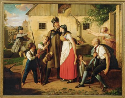 Die Heimkehr des Landwehrmannes - Návrat domobrance ... (malba na plátně) od Johann Peter Krafft