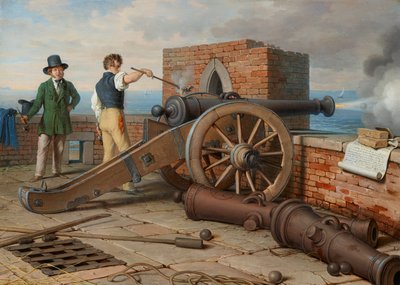 Přátelé umělci řeší výstřel z děla v pevnosti Michele poblíž Ostie (Ferdinand Jagemann a Peter Krafft) od Johann Peter Krafft