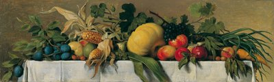 Zátiší s ovocem a zeleninou na bílém ubrusu od Johann Peter Krafft