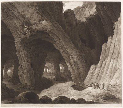 Cestovatelé odpočívající v gigantických jeskyních od Johann Peter Pichler, after Guillam Dubois