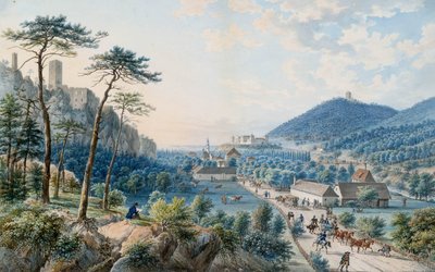 Pohled na palác Weilburg v Badenu u Vídně od Johann Raulino