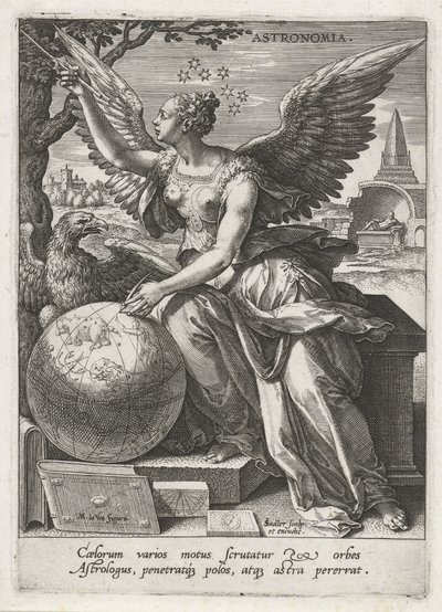 Astronomie Astronomia (název na objektu) Sedm svobodných umění (artes liberales) (název série) od Johann Sadeler (I)