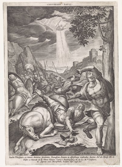 Bekering van Paulus Konverze Savli (název na objektu) od Johann Sadeler (I)