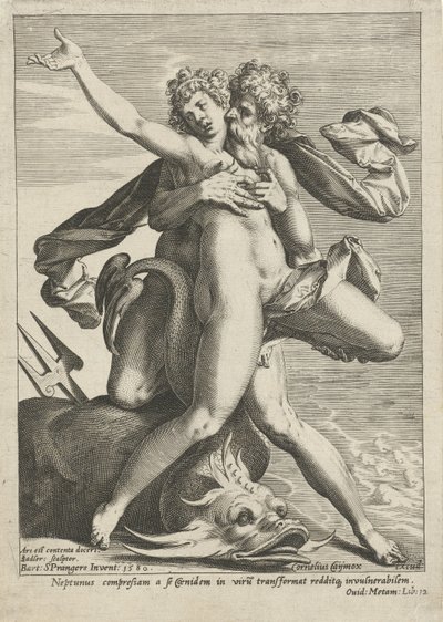Caenis v objetí Neptunem od Johann Sadeler (I)