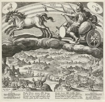 Planeta Mars a její vliv na svět Sedm planet (název série) Planetarum effectus et eorum in signis zodiac (název série) od Johann Sadeler (I)