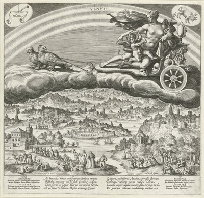 Planeta Venuše a její vliv na svět Sedm planet (název série) Planetarum effectus et eorum in signis zodiac (název série) od Johann Sadeler (I)