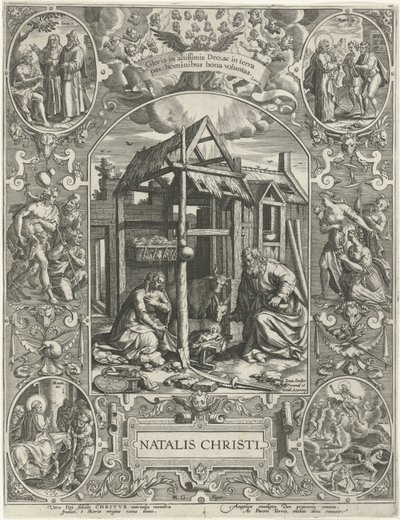 Narození: Vánoce Natalis Christi (titul na objektu) Čtyři nejdůležitější křesťanské svátky (název série) od Johann Sadeler (I)