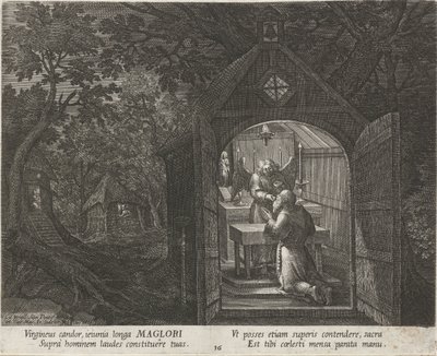 Svatý Maglor jako poustevník Hermits (název série) Oraculum Anachoreticum (název série) od Johann Sadeler (I)