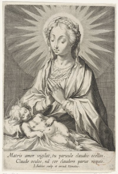 Marie zbožňuje spící Kristovo dítě od Johann Sadeler (I)