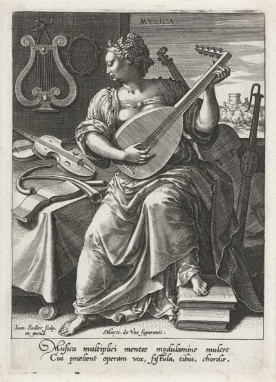 Hudba Musica (název na objektu) Sedm svobodných umění (artes liberales) (název série) od Johann Sadeler (I)