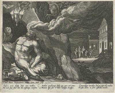 Noc Nox (název na objektu) Čtyři části dne (název série) od Johann Sadeler (I)