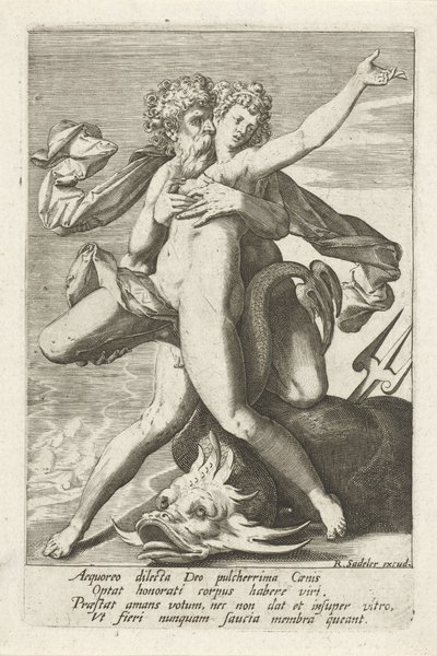 Neptun překvapí Caenis od Johann Sadeler (I)