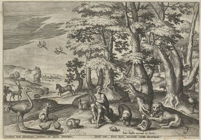 Orpheus, dělá hudbu pro zvířata Krajiny s mytologickými scénami (název série) od Johann Sadeler (I)