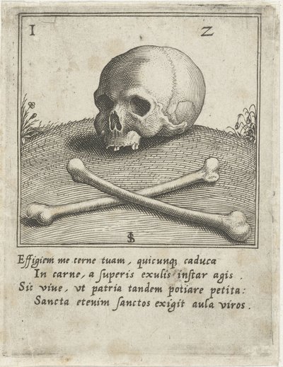 Vyobrazení Vanitas s lebkou a dvěma kostmi od Johann Sadeler (I)