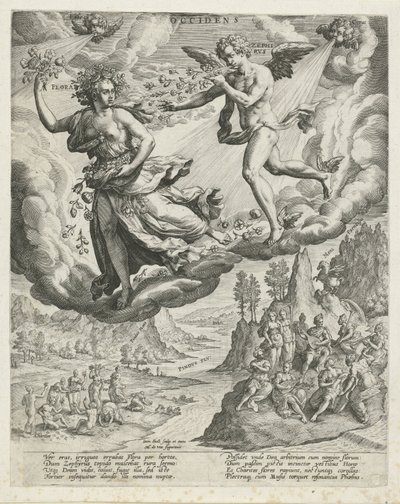 západní vítr Occidens (název na objektu) The Four Winds (název série) od Johann Sadeler (I)