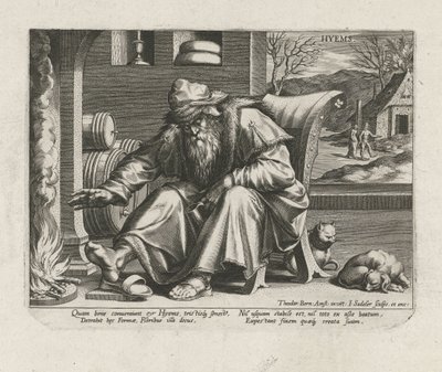 Zima Hyems (název na objektu) The Four Seasons (název série) od Johann Sadeler (I)