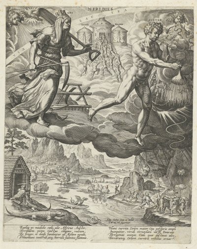 jižní vítr Meridis (název na objektu) The Four Winds (název série) od Johann Sadeler (I)